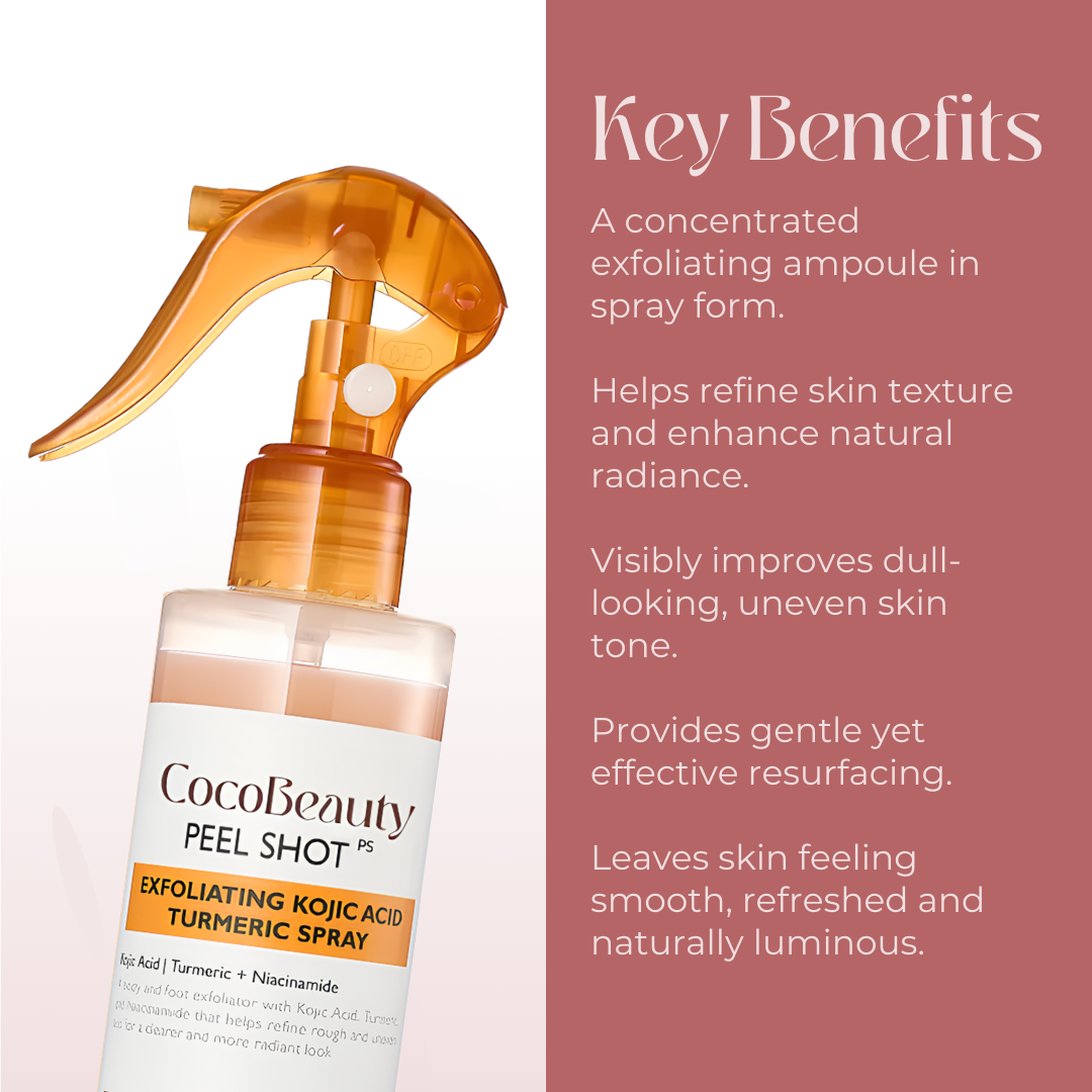 CocoBeauty Peel Shot - Kojic + Turmeric Body Peel Spray