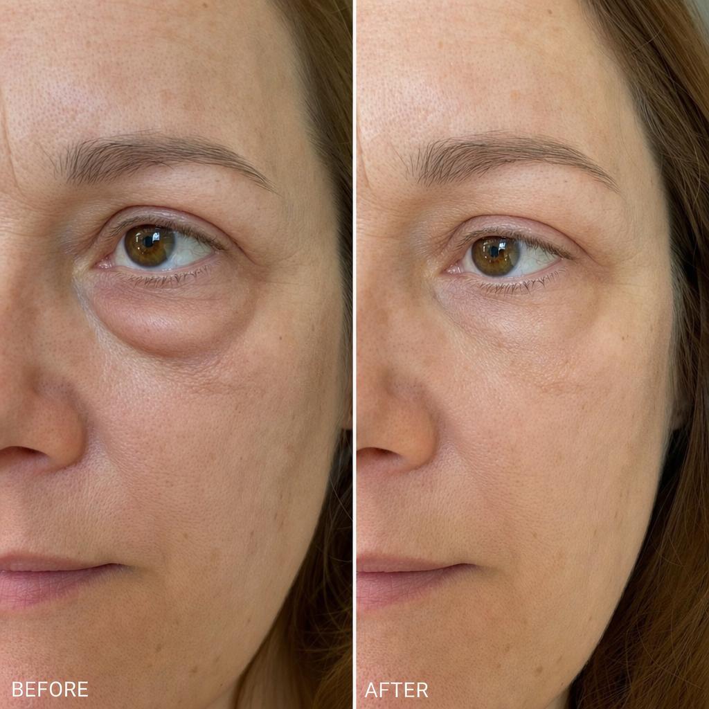 Before and after one hour with the eye patches
