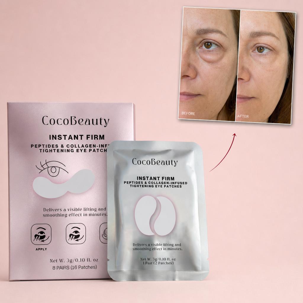 CocoBeauty Instant Firm Eye Patches with before and after result